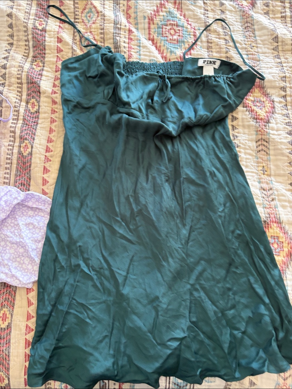 PINK Victoria's Secret Teal Satin Camisole Slip